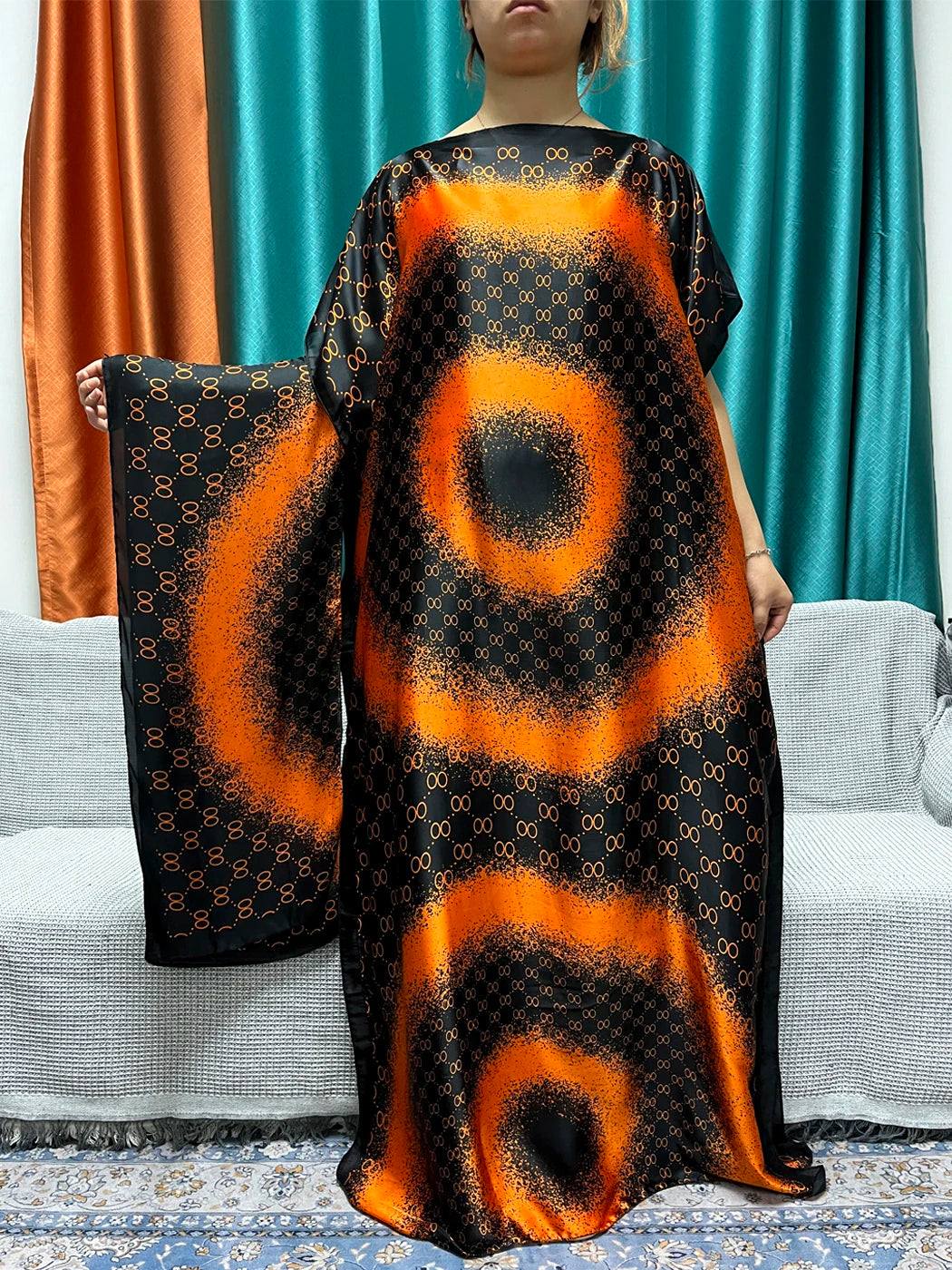 Muslim Silk Abayas For Women 2023 Fashion Print Islam Turkey Loose Elegant Femme Robe African Summer Ice Clothes With Headscarf