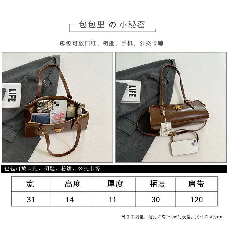 Luxury Brand Leather Messenger Bag, Women's Crossbody Bag For Ladies, Elegant Tote Bags With Famous Designer Popular Style