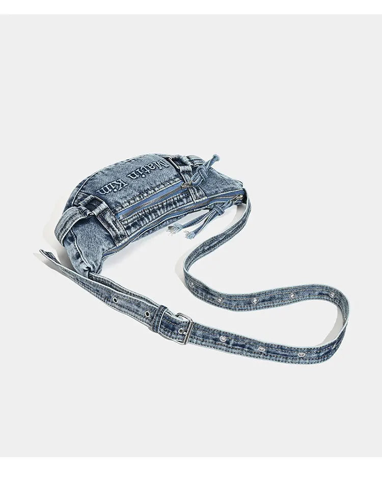 Shoulder Bag for Women New Washed Denim Bags Retro Crescent Bag Diagonal Span Underarm Tote Handbag Mini Portable