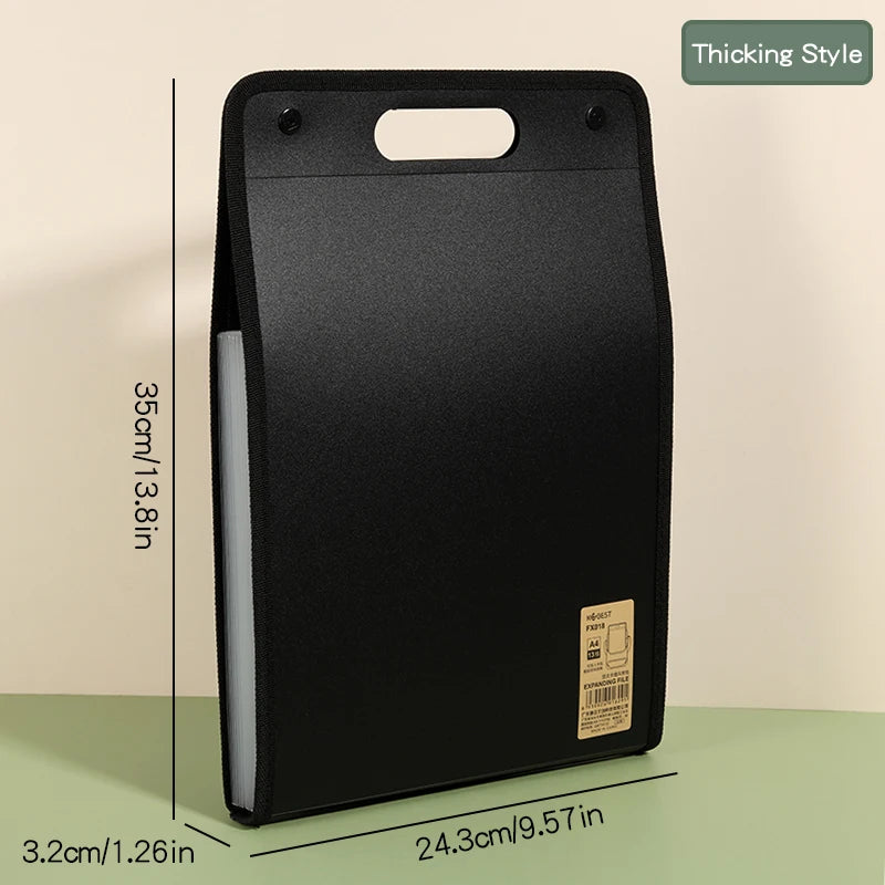 1Pcs A4 Vertical13 Pocket Expanding File Briefcases Handbag Paper Folder  Organiser Document Bag Storage