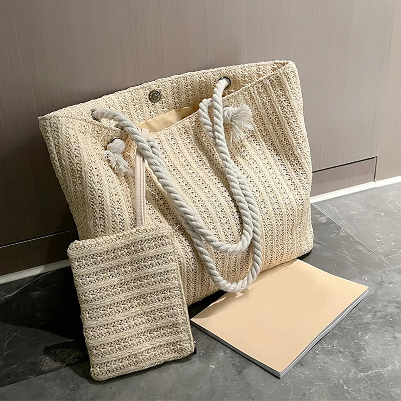 2025 France Designer Women Handbags Fashion Large Capacity Straw Tote Bag Summer Beach Bag Casual Bali Big Purse