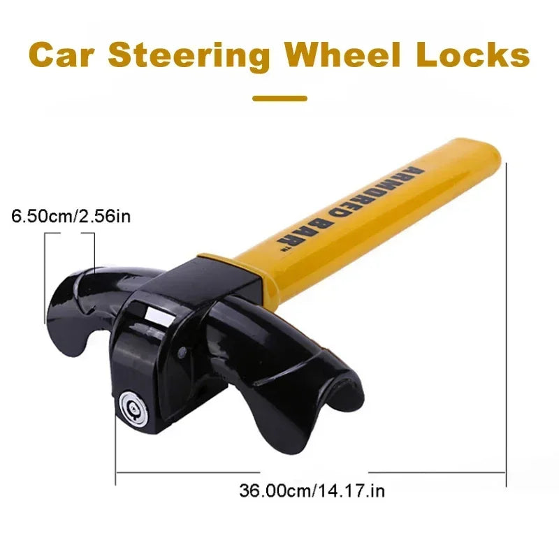 Heavy Duty Car Steering Wheel Lock - Universal Anti-theft Rotary Design, Enhance Security for Car & Van