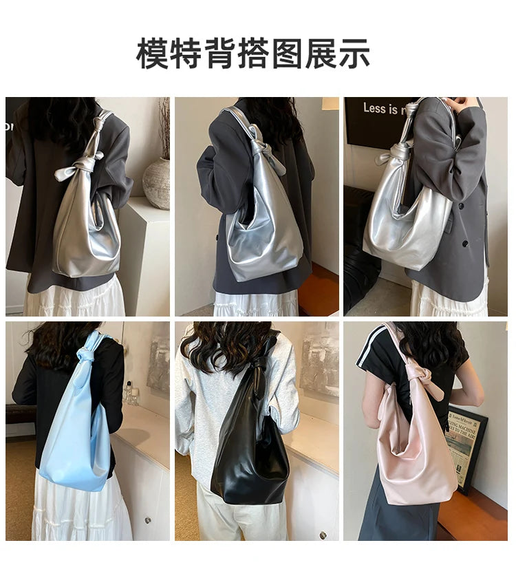 Leisure soft large-capacity bag female 2024 new fashion work shoulder bag college students relax tote bag