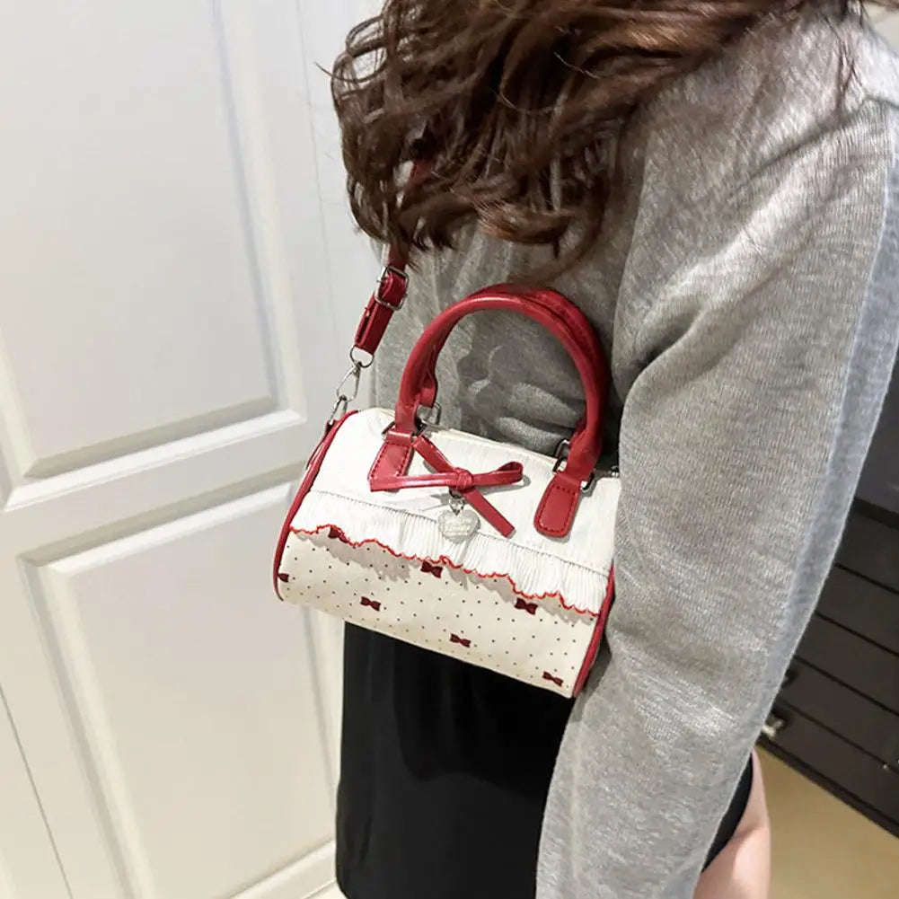 Bow Handbag Large Capacity Waterproof Single Shoulder Bag Adjustable Strap sweet cute Casual shopping Tote Bag