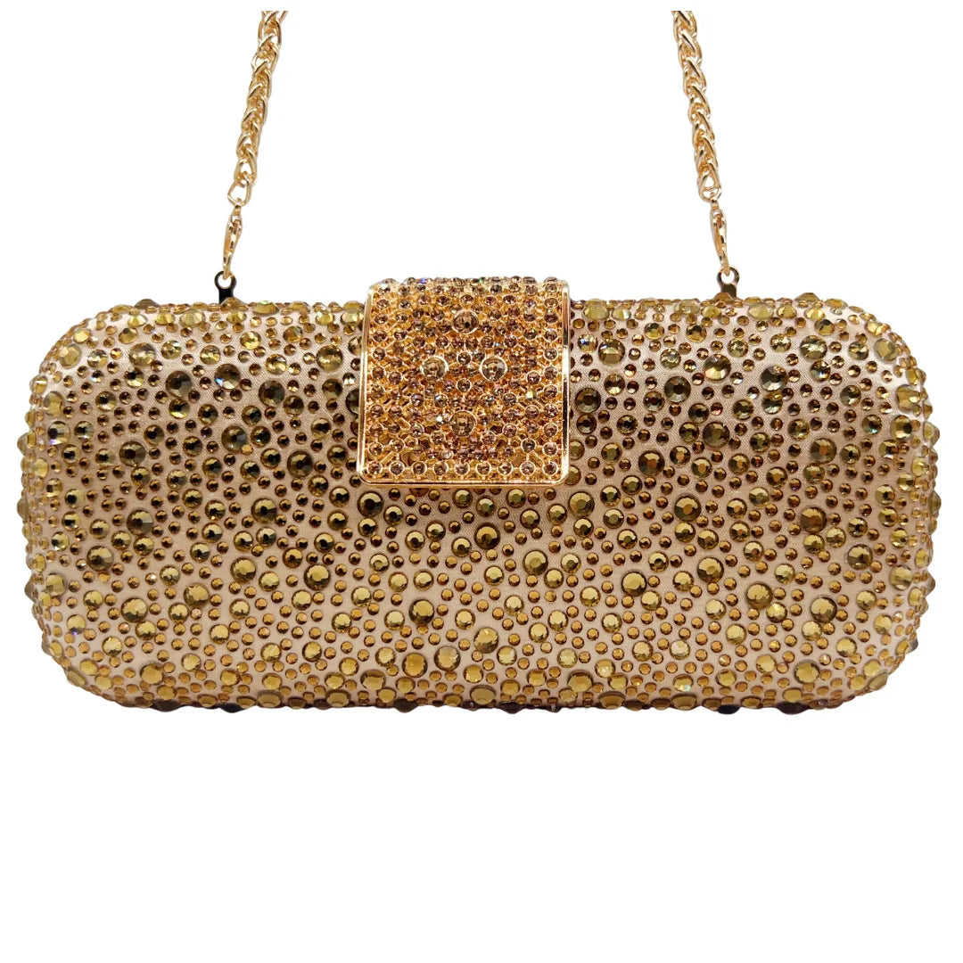 Luxury Evening Bag for Women Fashion Small Clutch Rhinestone Handbag Vintage Beaded Polyester Fiber Hard Shell Handbag