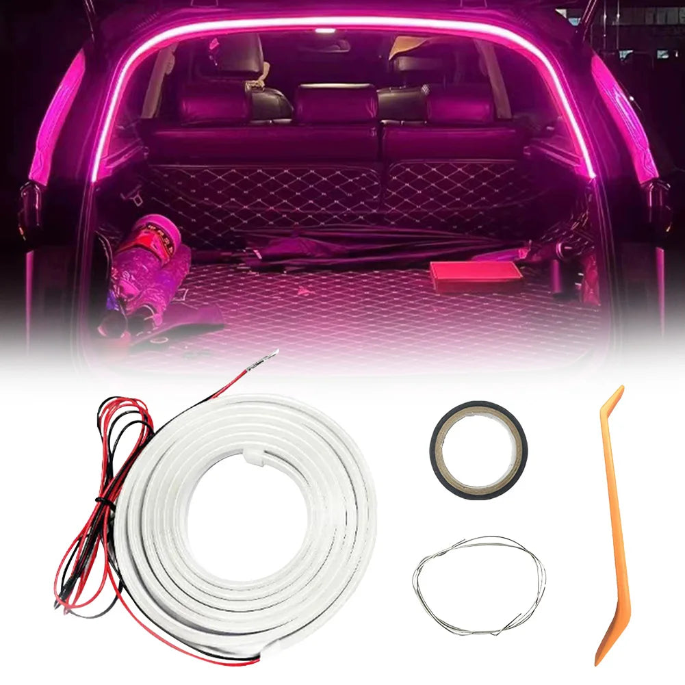 LED Car Trunk Light Strip 2/4M No Drilling Dynamic Flowing Light Strip Car Trunk Ambient Lighting Strip for Truck Trunk Decor