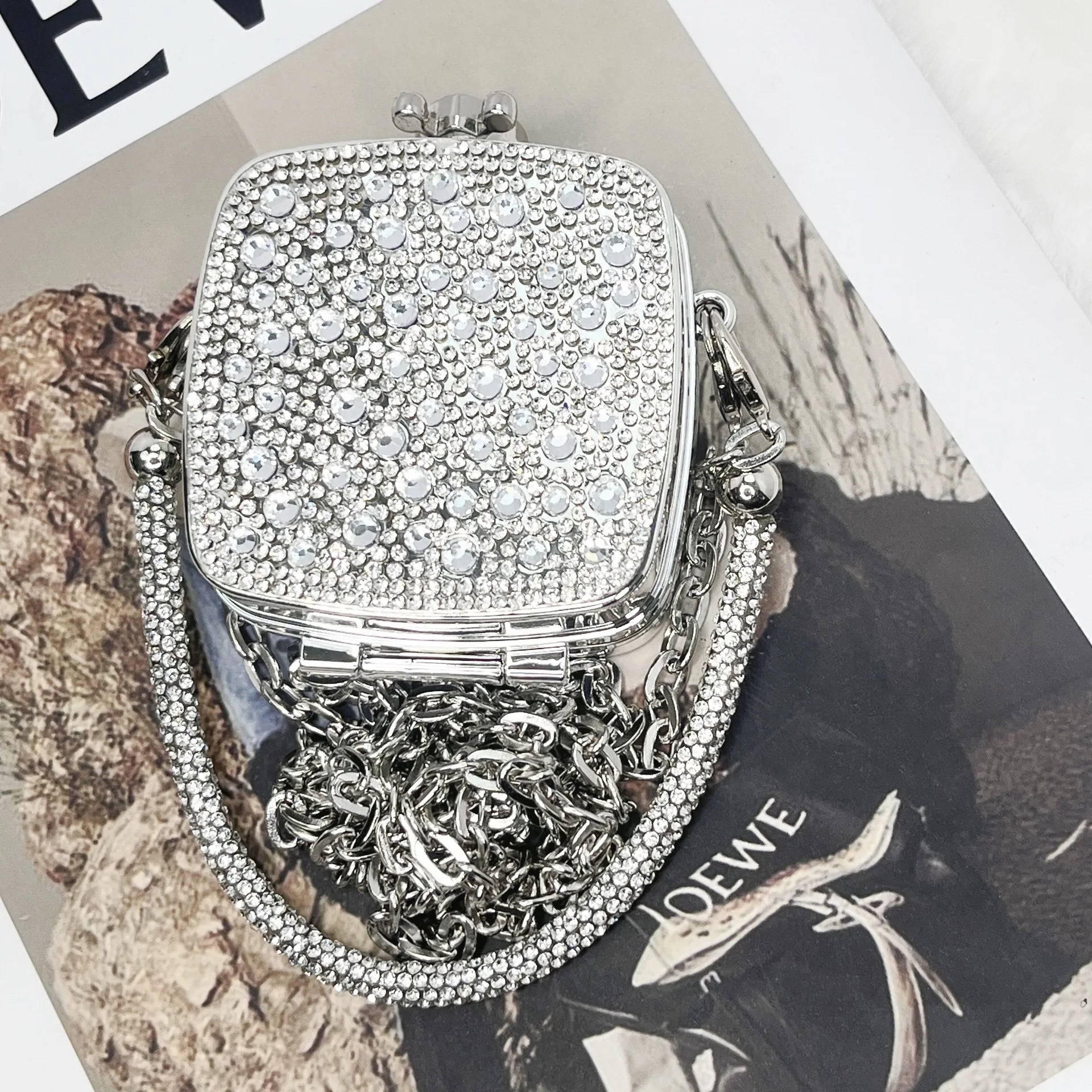 Banquet Bag for Women High-quality Acrylic Shoulder Bag with Mirror Designer Full Diamond Mini Crossbody Bag Cute Lipstick Bag