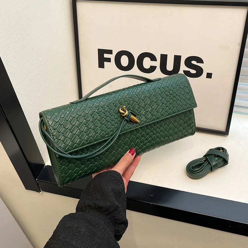 Woven Crossbody Bag for Women Woven Handbag Soft PU Leather Shoulder Bag Evening Clutch Chic Famous Brand Luxury Flap Bag ﻿2025