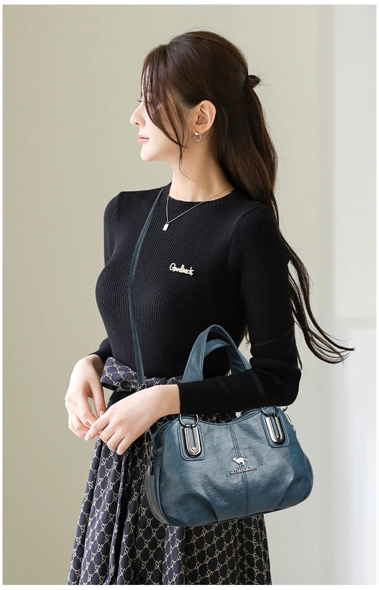 Luxury Handbags 3 Layers Large Capacity High Quality Designer Handbags Soft Leather Ladies Shoulder Crossbody Bag for Women Sac