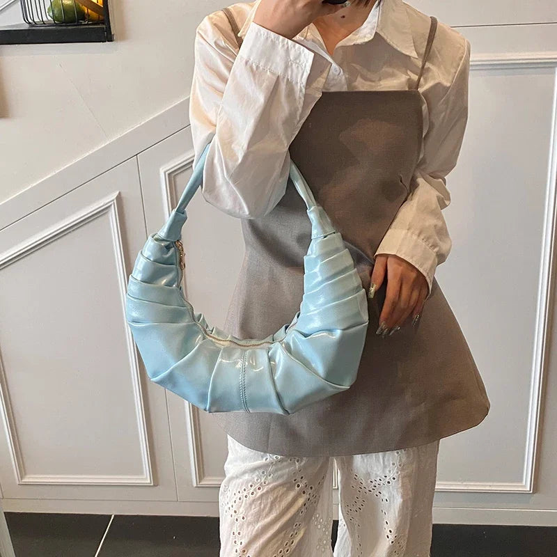 Silver Handbags Women Dumpling Shoulder Bag Fashion Luxury Ladies Hobos Bags High Capacity Female Tote Bag Black