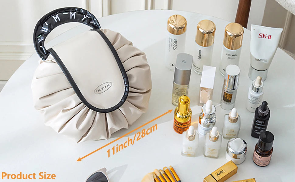 Portable Makeup Bag for Daily Use Fashion Women Large Capacity Travel Toiletry Bags Ladies Drawstring Cosmetic Storage Pouch