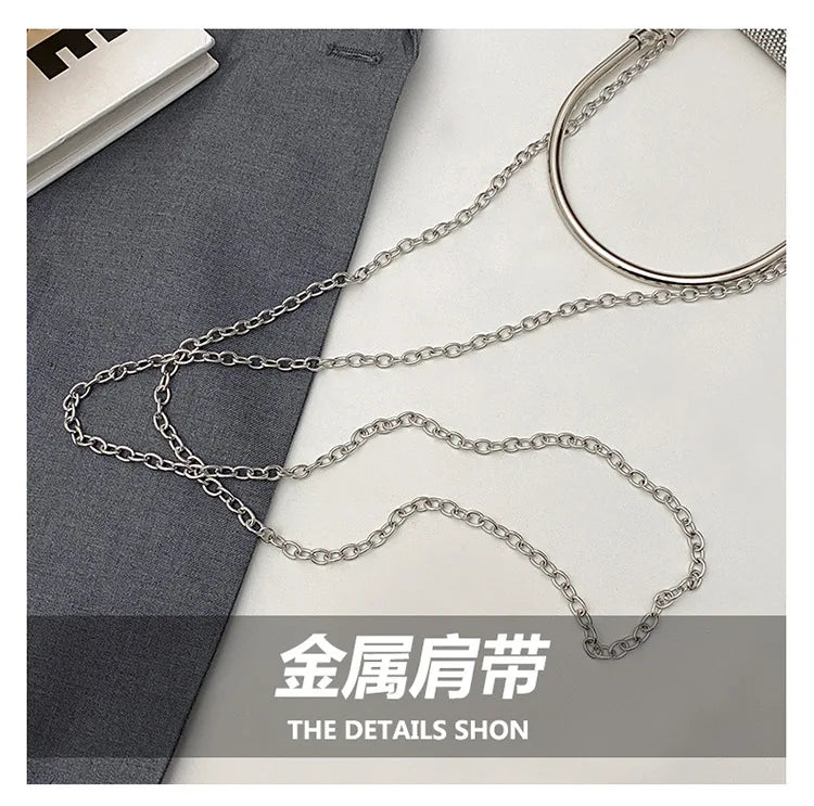 Luxury Golden Shoulder Bag 2025 New for Women, Elegant Rhinestone Clutch Purse, Versatile Crossbody Bag with Adjustable Chain