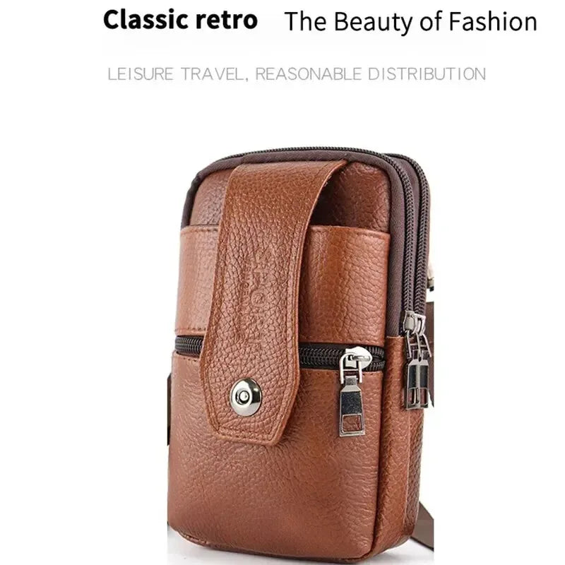 New Men's Large Capacity Mobile Phone Belt Bag Multi functional Waterproof Belt Waist Bag