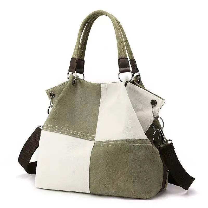 New Canvas Retro Shoulder Bag Simple Fashionable Versatile Women's Commuting Bag Large Capacity Crossbody Bag
