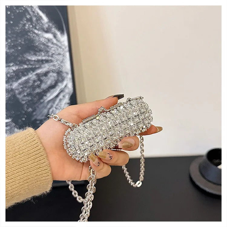 Mini Evening Bags for Women 2025 New Fashion Diamonds Shoulder Bag Ladies Luxury Cute Chain Party Lipstick Crossbody Bag Woman