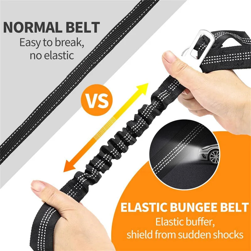 Multi-functional Dog Seat Belt for Car Pet Car Headrest Restraint Safety Seatbelt Reflective Adjust Elastic Bungee Dog Leash