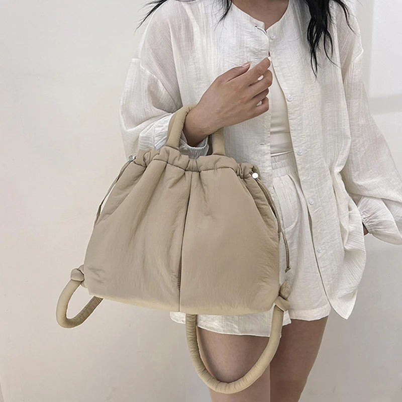 Fashion Casual Large Capacity Puffer Tote Bag Designer Padded Nylon Women Shoulder Bags Handbags Knotted Strap Crossbody Bags