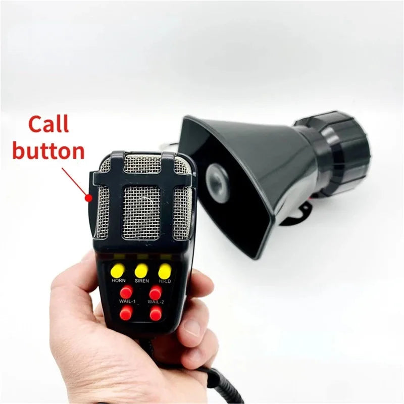 Car Horn Police Siren Air Horn Megaphone Tone 12V 100W Car Warning Alarm Mic PA System Emergency Amplifier Hooter Speakers Loud