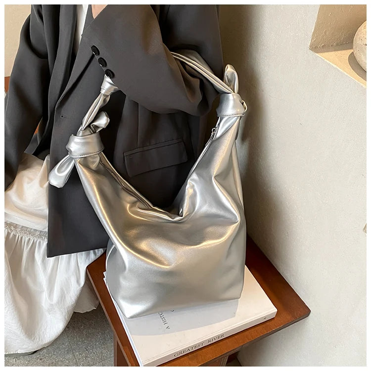 Leisure soft large-capacity bag female 2024 new fashion work shoulder bag college students relax tote bag