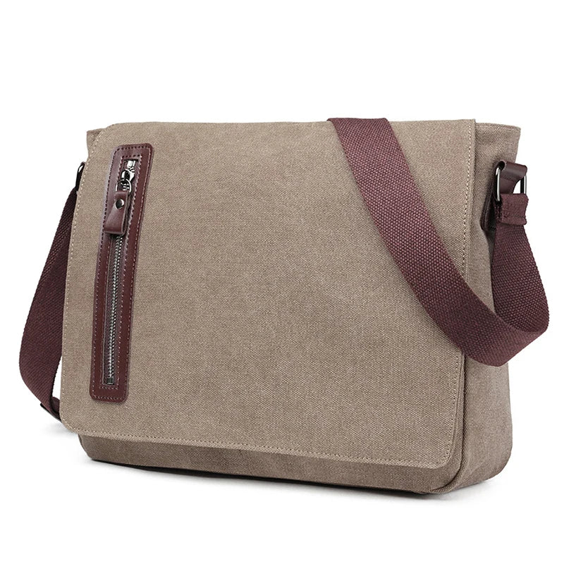 Messenger Bag Men Shoulder Canvas Business Retro Crossbody Vintage Pack Casual Trip Office Portable Travel Fashion Bags Y158A