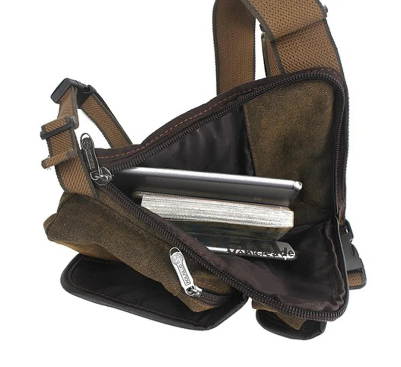 Men's Canvas Drop Leg Bag Motorcycle Multi-purpose Messenger Shoulder Bag High Quality Belt Hip Bum Waist Fanny Pack for Camping