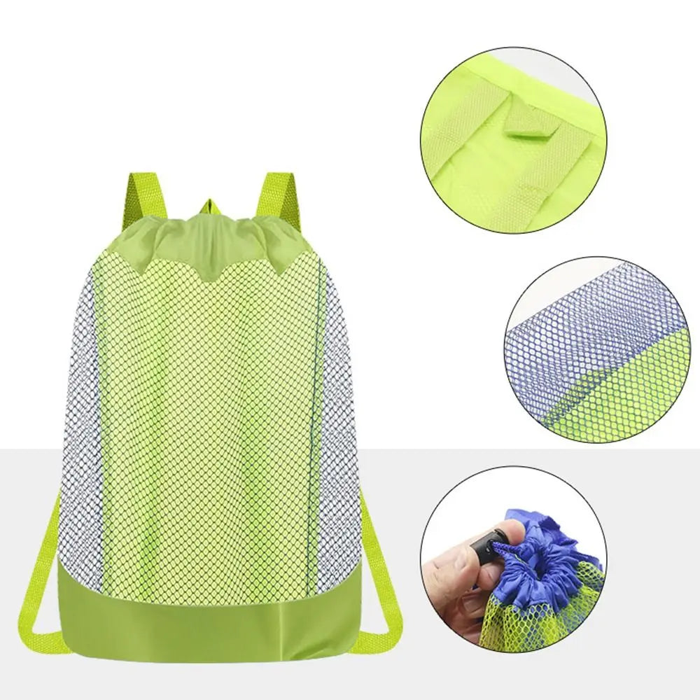 Waterproof Bags Large Capacity Beach Bag Foldable Portable Mesh Storage Bag Breathable Adjustable Clasp Swimming Backpack Travel