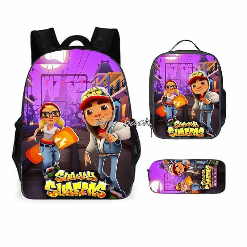 School Bags Girls Boys Subway Surfers Primary Kids School Backpcak 3Pcs Cartoon Schoolbags Kids Mochilas Escolar Infantil Gift
