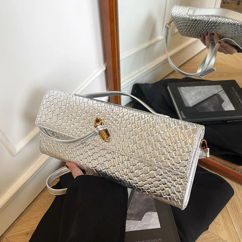 Woven Crossbody Bag for Women Woven Handbag Soft PU Leather Shoulder Bag Evening Clutch Chic Famous Brand Luxury Flap Bag ﻿2025