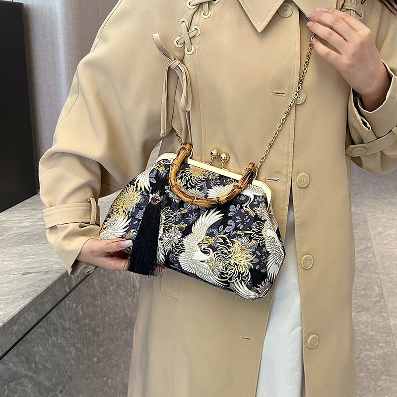 Luxury Evening Clutch Bag For Women Bride Wedding Clutch Purse Chain Shoulder Bags Small Party Handbag Rattan Handle Handle Tote