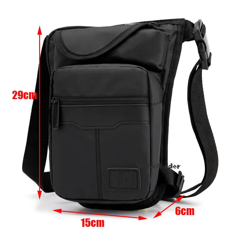 New Nylon Men Drop Leg Bag Fanny Pack Motorcycle Riding Casual Shoulder Cross Body Thigh Male Hip Belt Waist Bags Cafe Racer