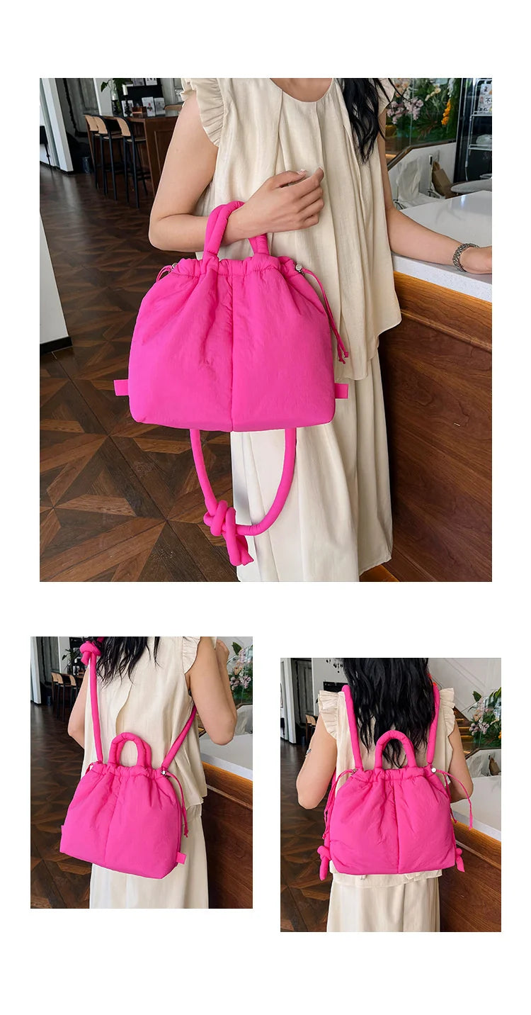 Women Shoulder Crossbody Bags Casual Nylon Padded Tote Bag Designer Soft Puffer Simple Vintage Large Capacity Handbags