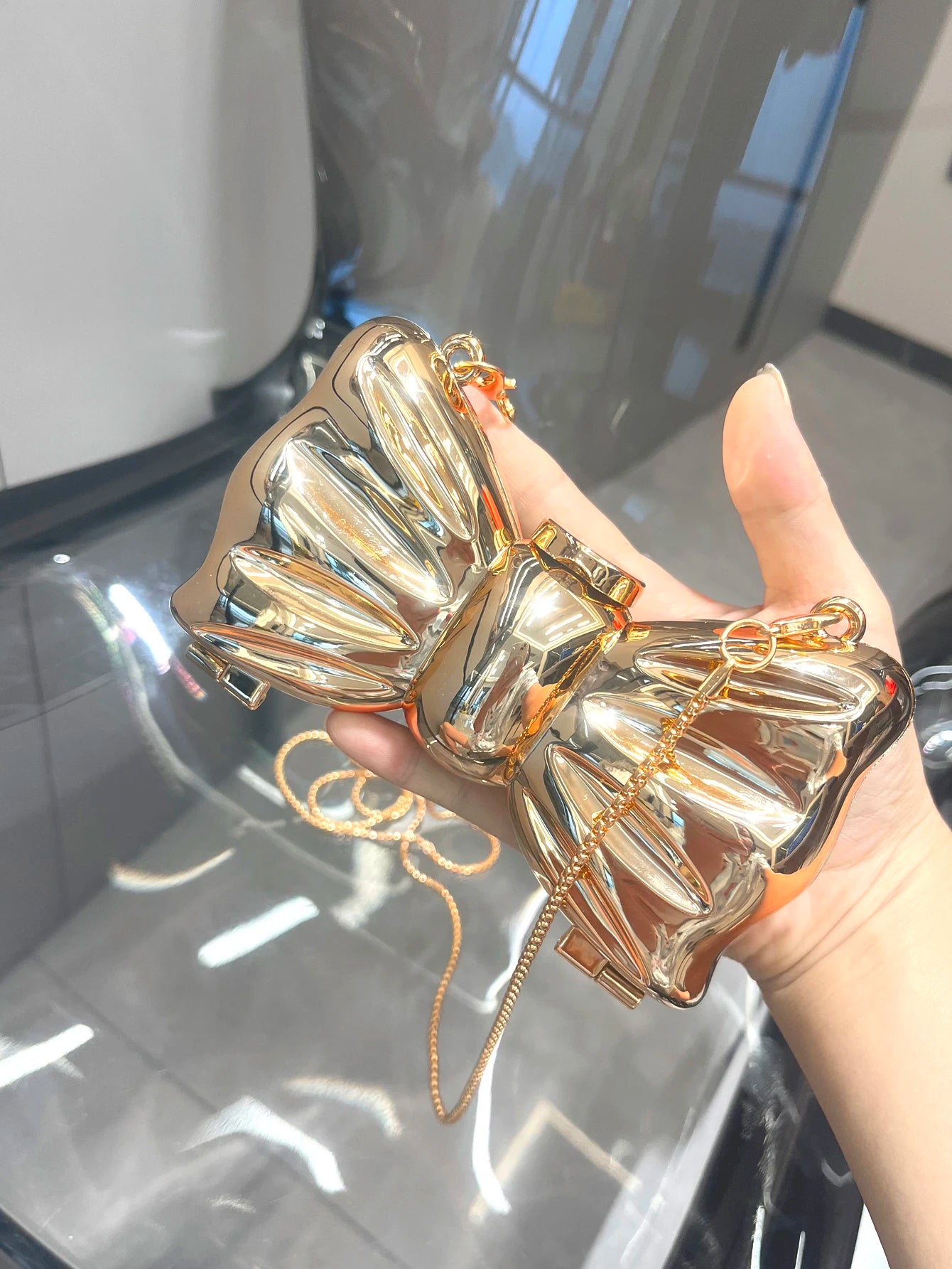 Golden Evening bag  Purses and handbag luxury Designer shoulder bags funny shape Party Wedding Round Acrylic Shiny Clutch purse