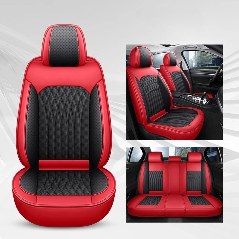 Full Set Car Seat Covers  Full-Wrap Design, Breathable Perforated PU Leather, Universal Fit for Most Sedans, Trucks & SUVs