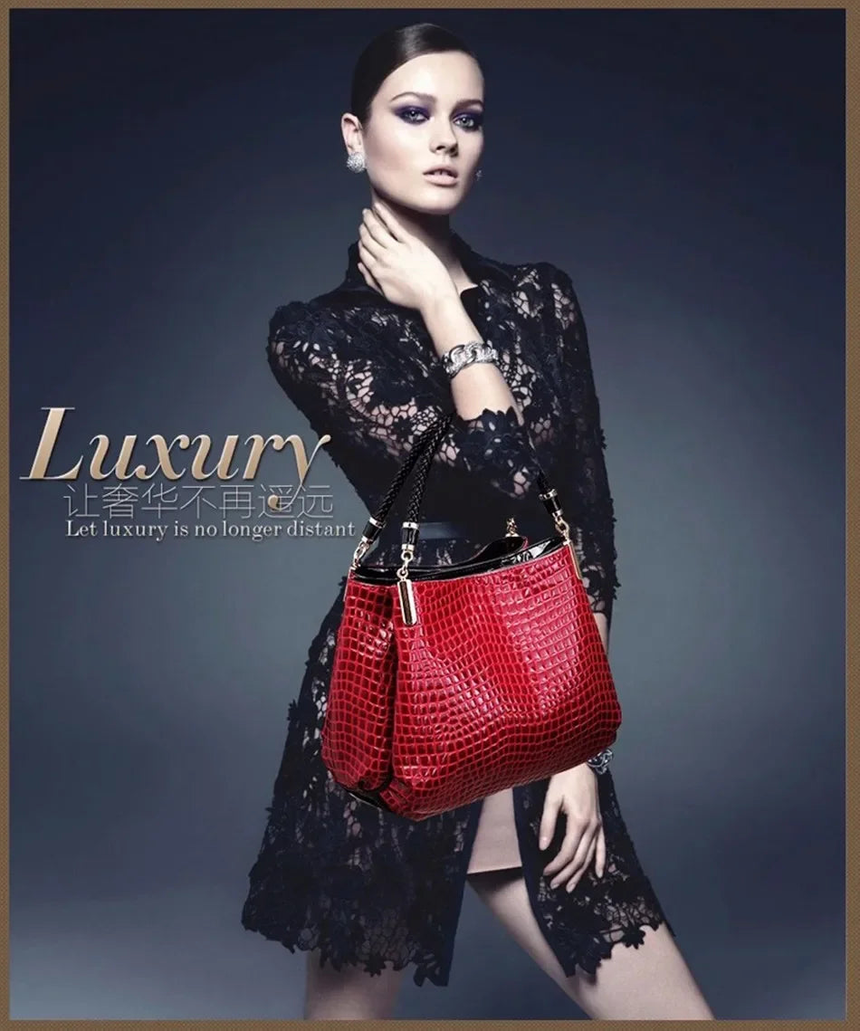 Luxury Ladies Hand Bags Purse Fashion Shoulder Bags Bolsa Sac Crocodile Famous Designer Brand Bags Women Leather Handbags