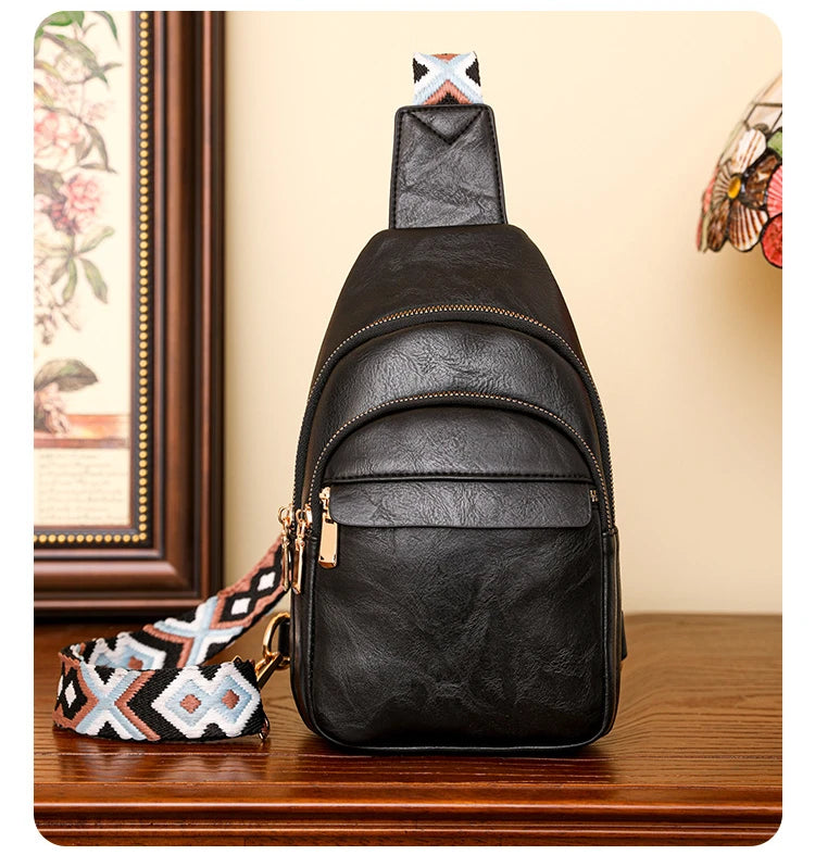 Sling Bag For Women Men Backpack Fanny Pack Crossbody Purse Chest Travel Shoulder Belt Bags Purse Handbag PU Leather Anti Theft