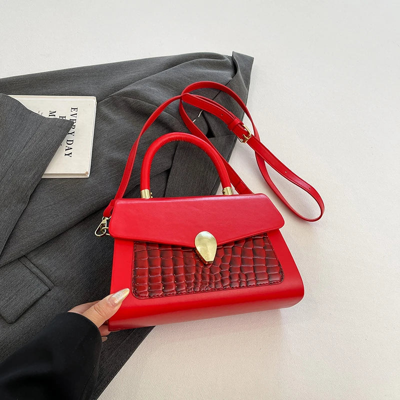 Luxury Black Handbag Classic Women Bag 2024 New Designer Shoulder Bag High Quality Solid Pu Leather Crossbody Small Square Bag