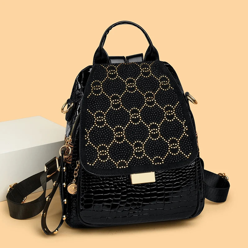 Luxury Oil Wax Leather Backpack for Women, Large Capacity Fashion Shoulder Bag, Stylish Casual Travel Daypack, Durable &Rucksack