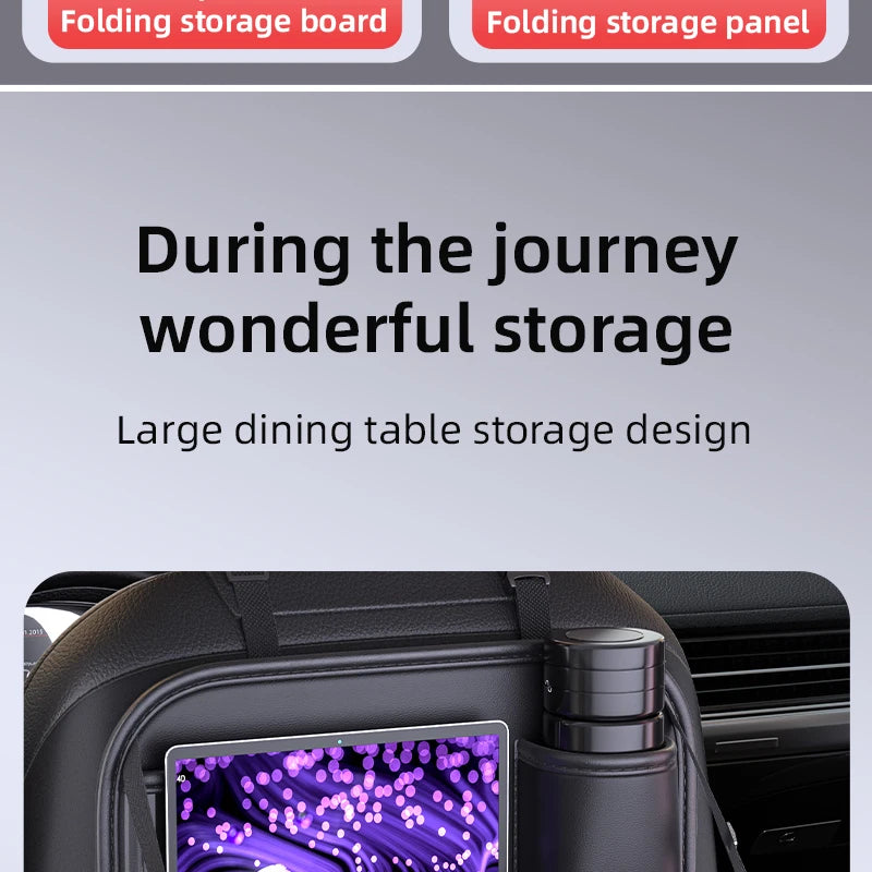 Car Seat Back Organizer for Kids with Foldable Tray Multi-Pocket Storage Bag Wear-Resistant Anti-Kick Pad Backseat Organization