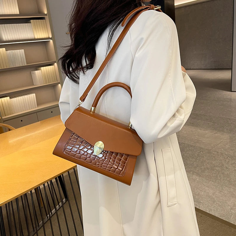 Luxury Black Handbag Classic Women Bag 2024 New Designer Shoulder Bag High Quality Solid Pu Leather Crossbody Small Square Bag