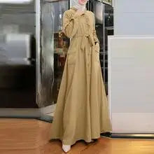 Muslim Women's Long Sleeve Shirt with Pocket Cover Collar Hot Sale Of The Season Spring Summer New Style Comfortable Casual C...