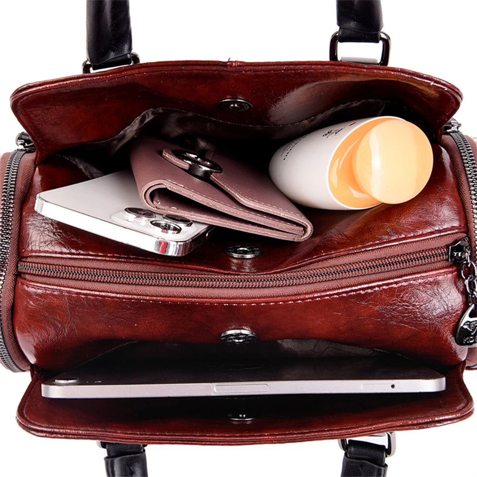 Luxury Designer Handbag Brand Shoulder Bag 3 Layers Large Capacity Casual Tote Bag High Quality Soft Leather Bags Female Handbag