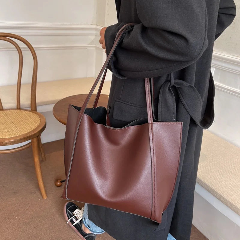 Large Capacity Shoulder Bag Trendy Pu Leather Tote Bags Solid Color Ladies Handbag Women's Fashion Underarm bags