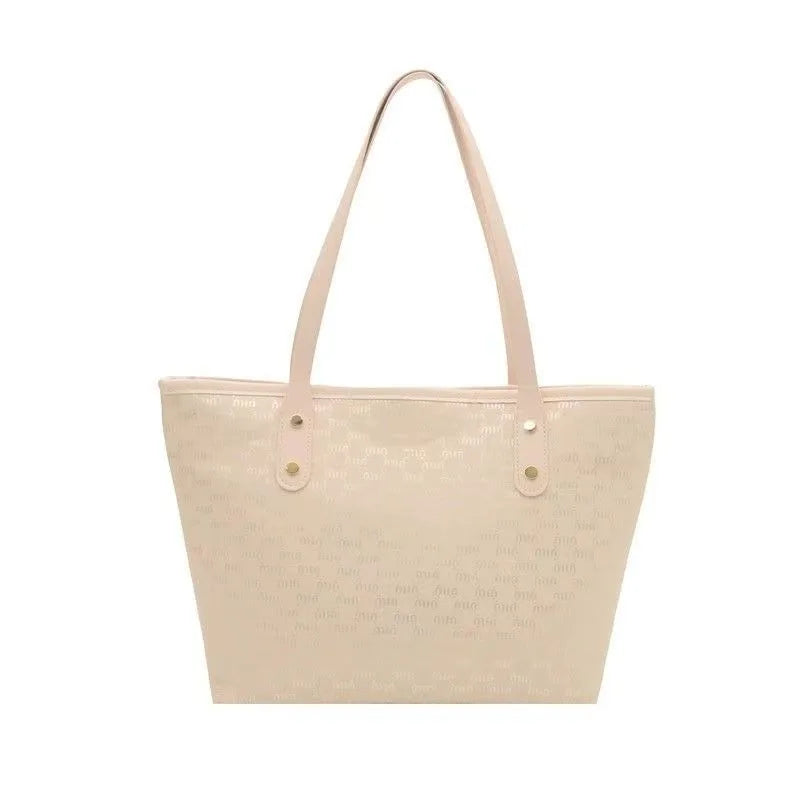 Luxury-textured Tote Handbag for Women, 2025 Summer New Design Large Capacity Checkered Shoulder Bag, Trendy Underarm Bag