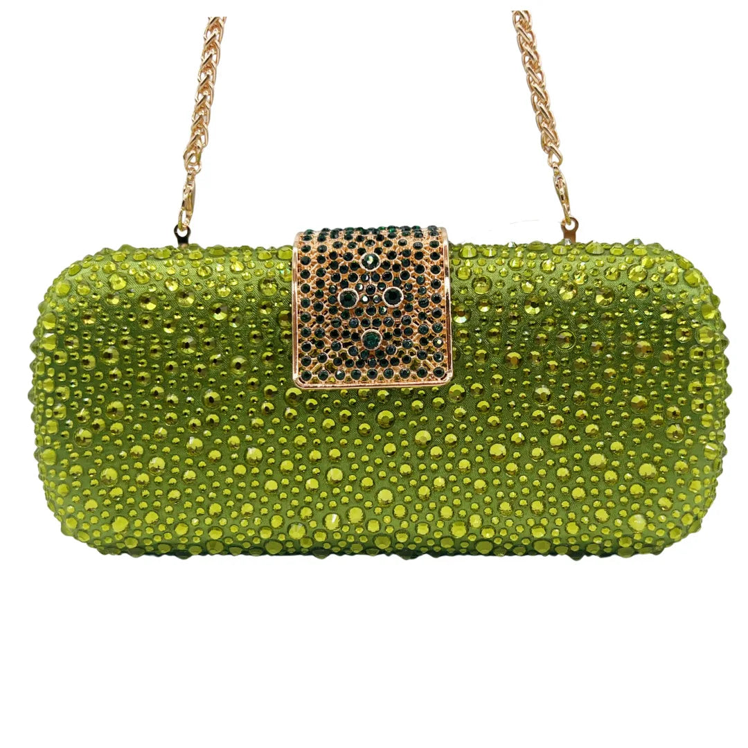 Luxury Evening Bag for Women Fashion Small Clutch Rhinestone Handbag Vintage Beaded Polyester Fiber Hard Shell Handbag