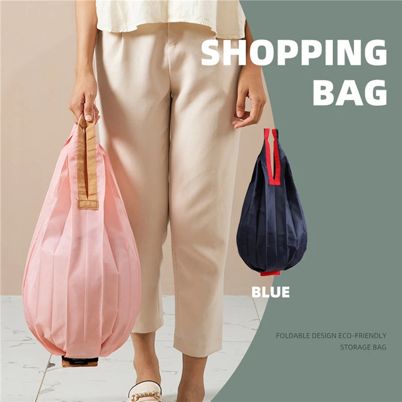 Nylon Reusable Shopping Bags Large Portable Eco-Friendly Foldable Shoulder Bag Handbag Pocket Totes Bag Folding Grocery Pouches