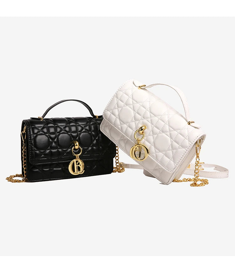 Luxury Black Quilted Handbag Women's Chain Shoulder Bag Designer Crossbody Bags for Women Ladies Elegant Sling Bag for Daily