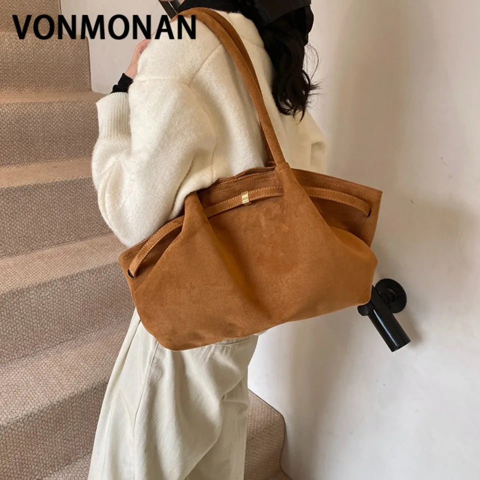 Large Nubuck Leather Tote Bags Ladies Shoulder Bag for Women Autumn Winter New Korean Fashion Y2K Retro Handbags and Purses