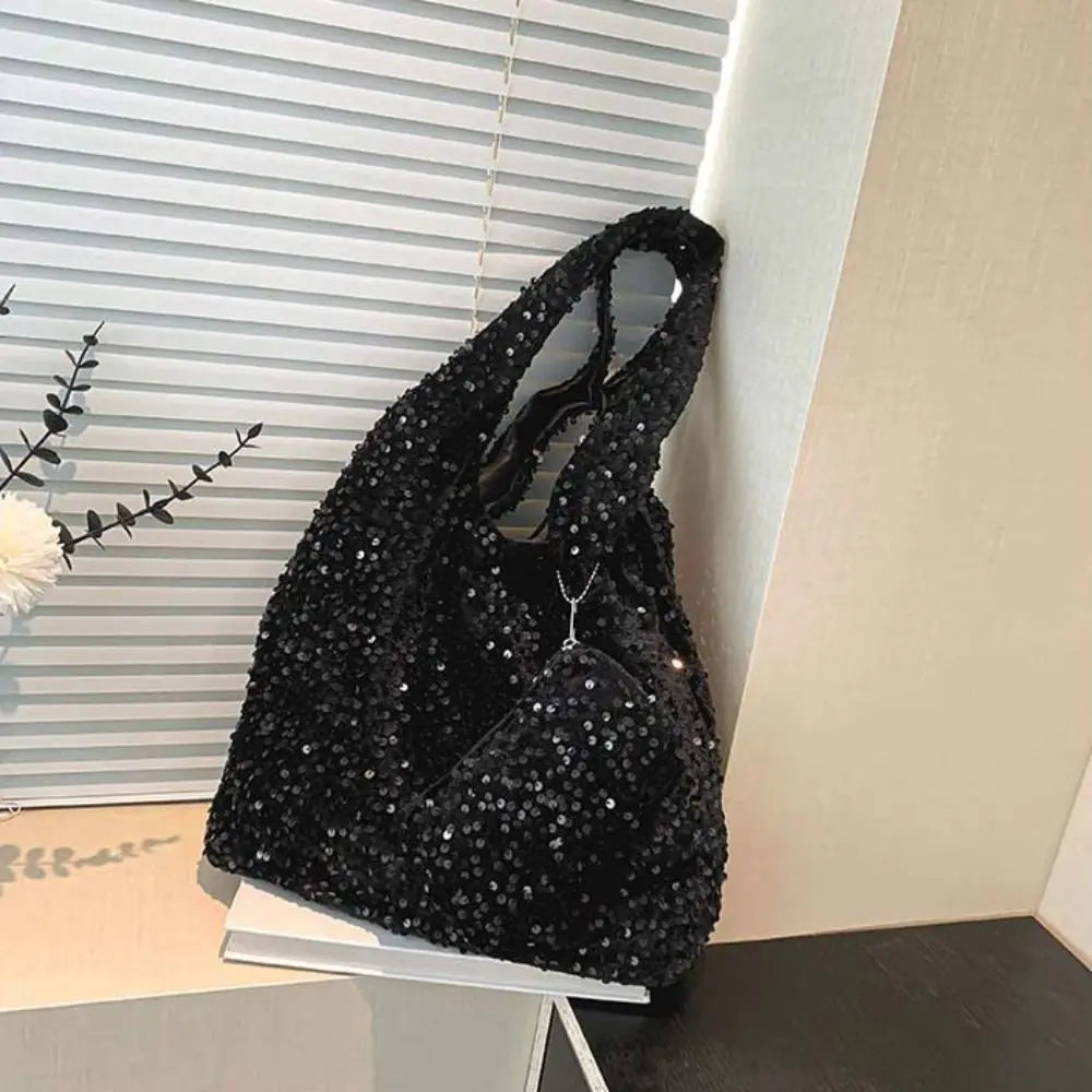 Fashion Evening Bag Sequin Tote Bag Purse Fashion Silver Shoulder Bag Shiny Large Hobo Bag Girls