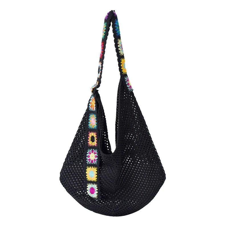 2025 Summer New – Bohemian Fresh Hollow Woven Tote Bag – Large Capacity Single-shoulder for Leisure & Vacation