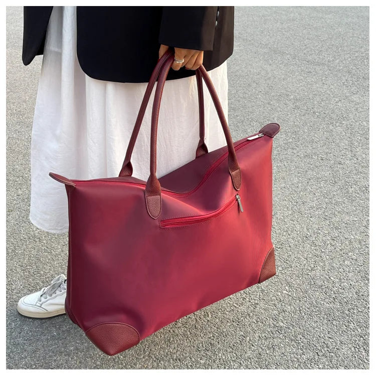 Portable Large Duffel Bag for Travel Lightweight Yet Durable Nylon Sport Tote Gym Bag Shoulder Weekender Overnight Bag for Women